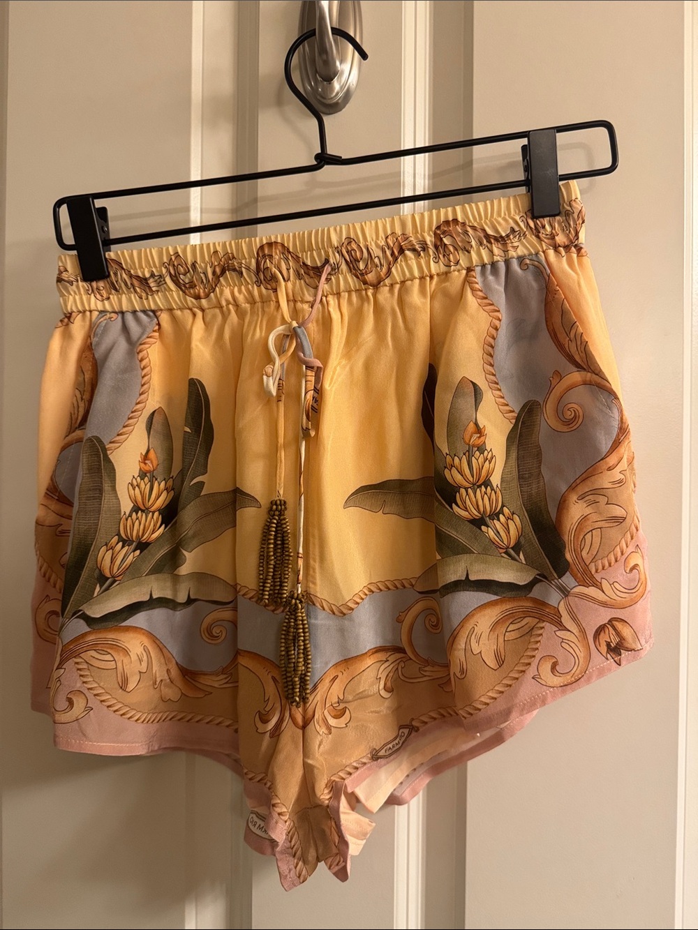 FARM Rio Yellow Tropical Print Elastic-Waist Shorts